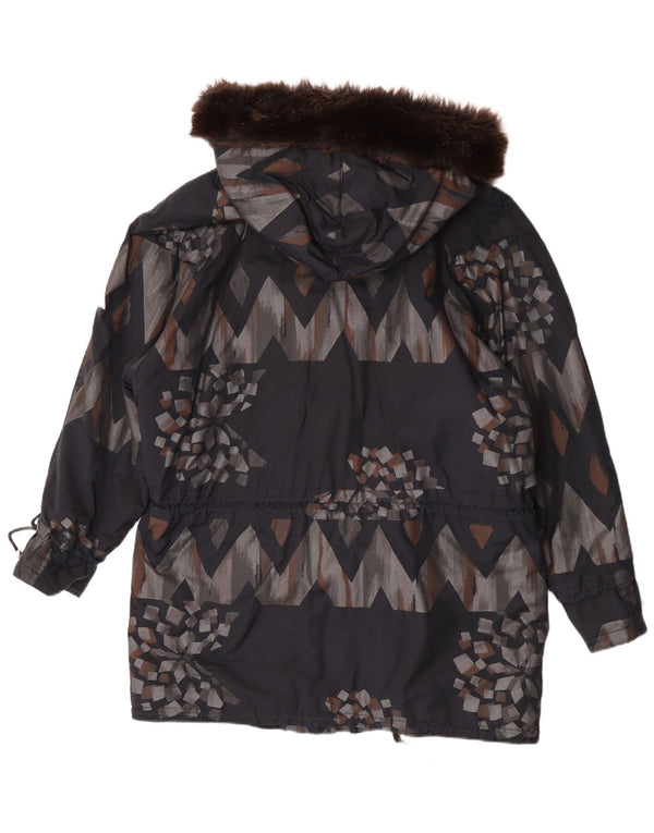FUCHS & SCHMITT Abrigo acolchado con capucha para mujer UK 44 Gris medio Geométrico