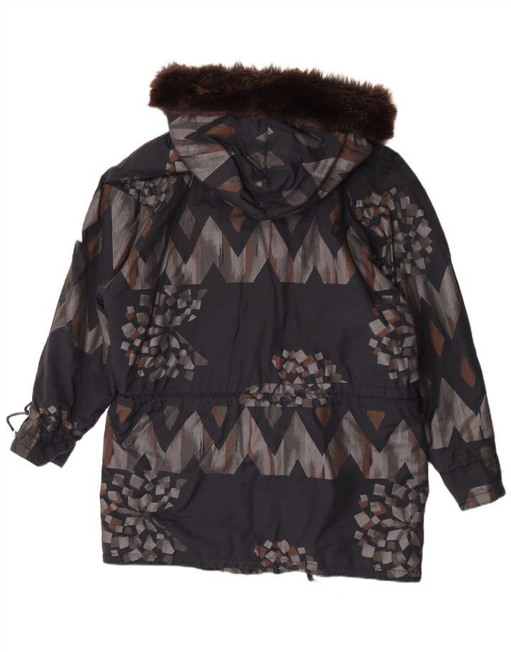 FUCHS & SCHMITT Abrigo acolchado con capucha para mujer UK 44 Gris medio Geométrico