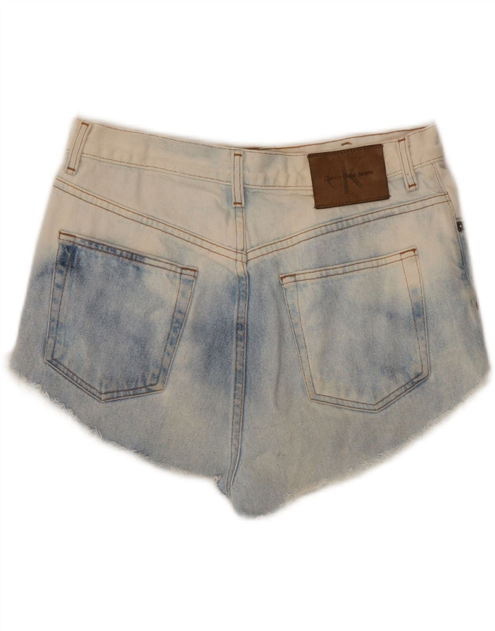 CALVIN KLEIN Pantalones cortos de mezclilla para mujer US 10 Grande W32 Azul Tie Dye Algodón