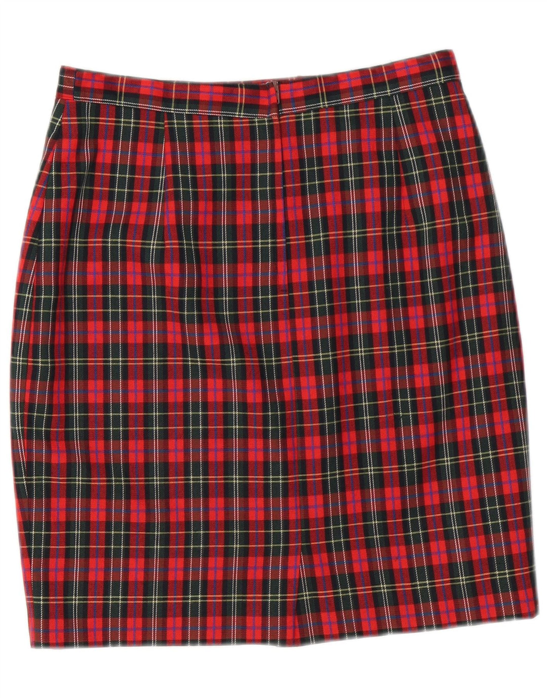 Falda lápiz vintage para mujer IT 44 Mediana W28 Lana virgen a cuadros rojos