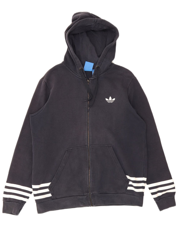 Adidas - Sudadera con capucha y cremallera gráfica para hombre, talla grande, algodón azul marino