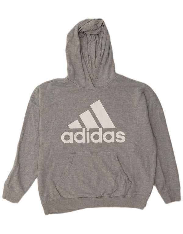 Adidas - Sudadera con capucha para mujer con gráfico de gran tamaño, Reino Unido 12/14, color gris medio moteado