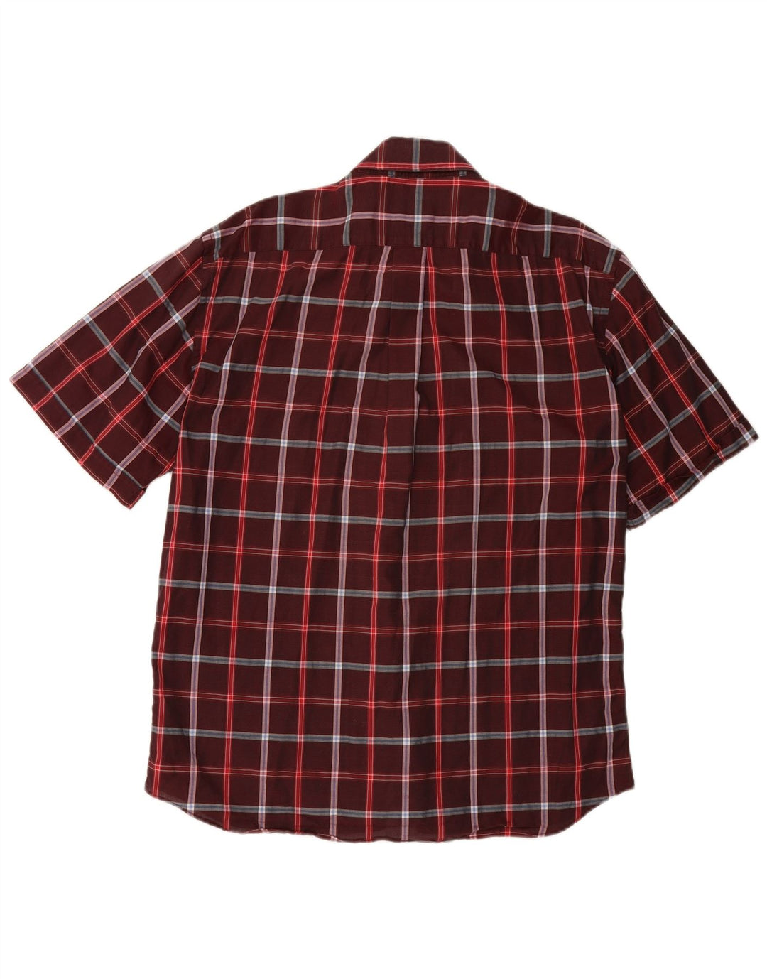NAVIGARE Camisa Manga Corta Hombre XL Algodón Cuadros Burdeos