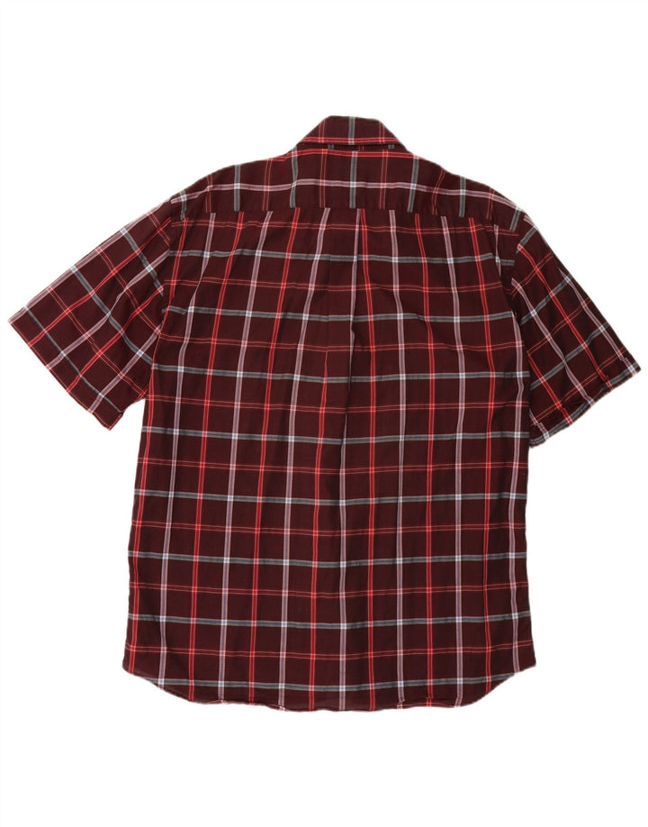 NAVIGARE Camisa Manga Corta Hombre XL Algodón Cuadros Burdeos
