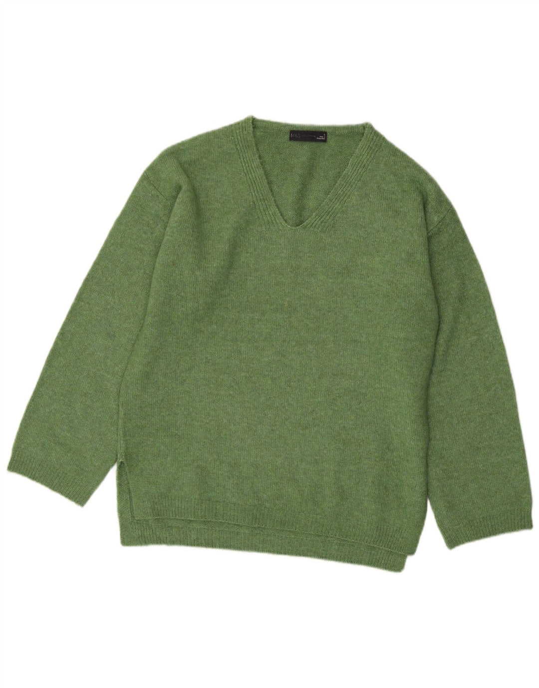 Marks & Spencer Suéter tipo jersey de gran tamaño con cuello en V para mujer UK 10 Small Green