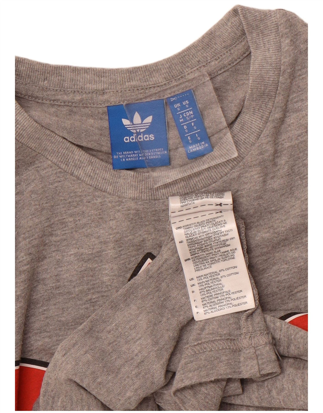 ADIDAS Camiseta gráfica para mujer Top UK 10 Pequeño algodón moteado gris