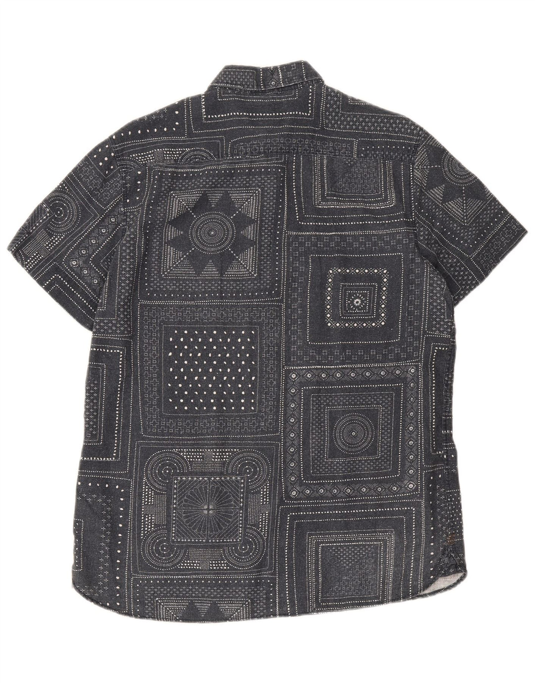 Camisa de manga corta para hombre John Lewis Algodón geométrico gris medio
