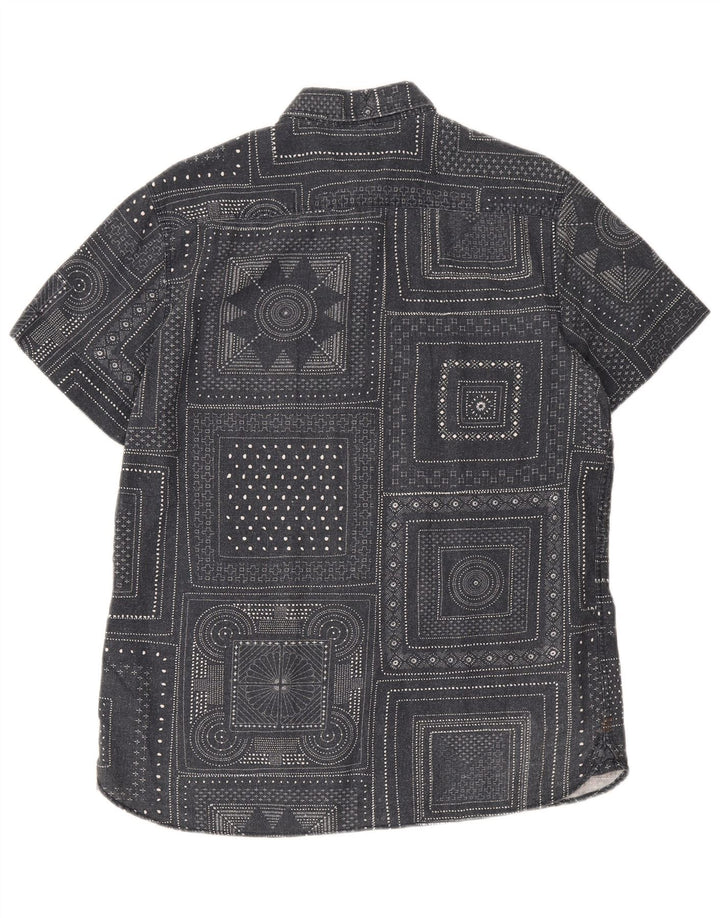 Camisa de manga corta para hombre John Lewis Algodón geométrico gris medio