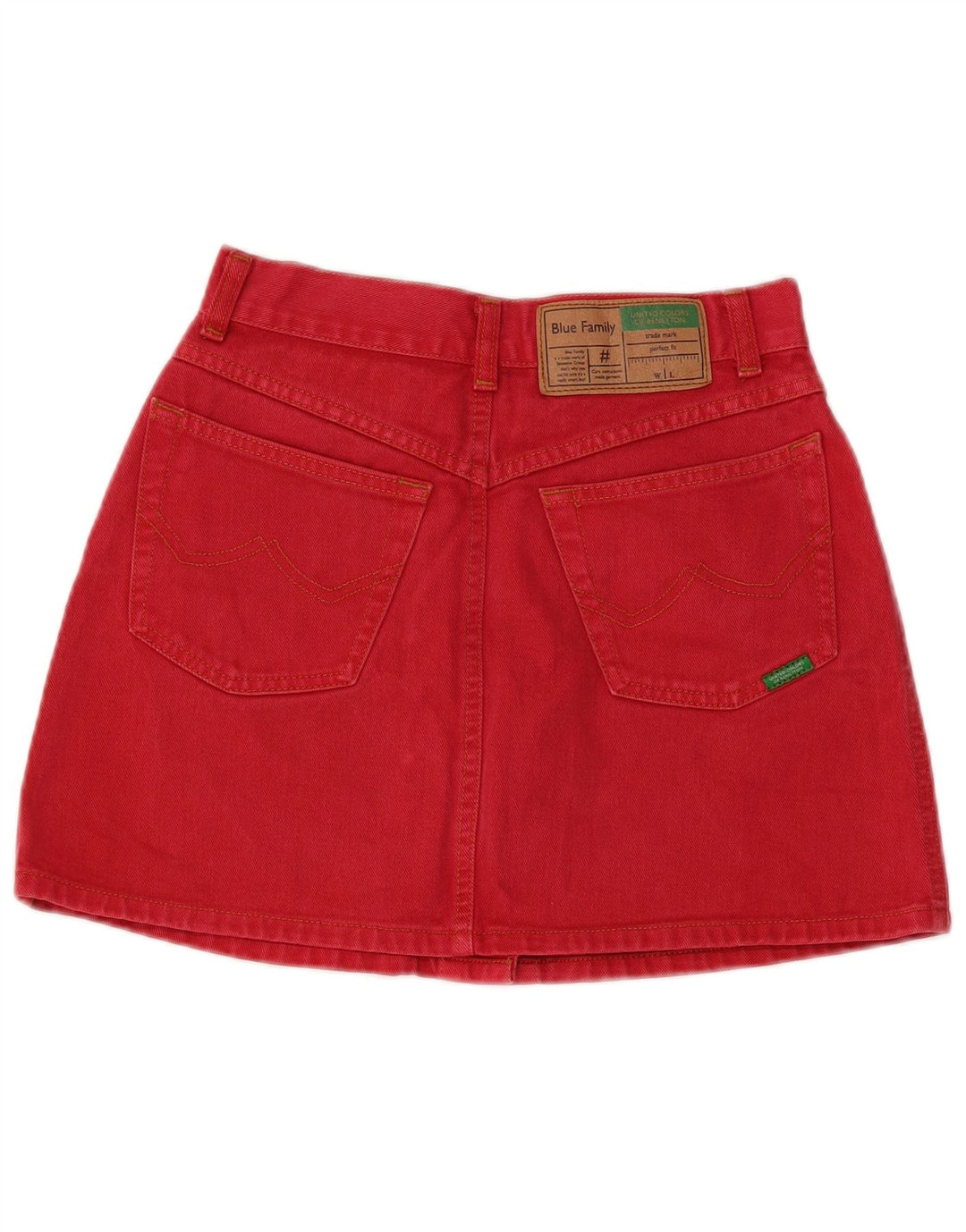 Minifalda Vaquera Benetton IT 44 Medium W26 Rojo Algodón