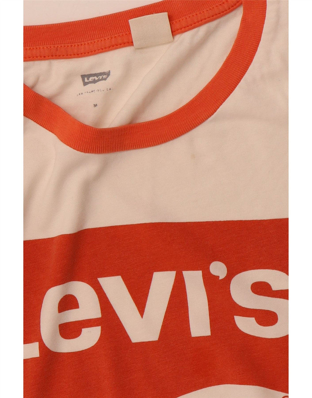 LEVI'S Camiseta corta con gráfico para mujer UK 12 Medium Off White Cotton