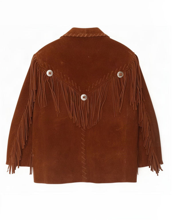 Vintage hombres 3/4 manga chaqueta de ante Reino Unido 38 marrón medio occidental