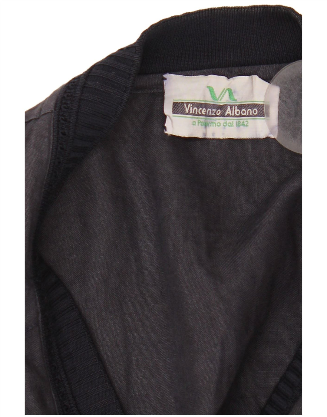 Vintage hombres bomber chaqueta Reino Unido 40 grande azul marino rayas lino