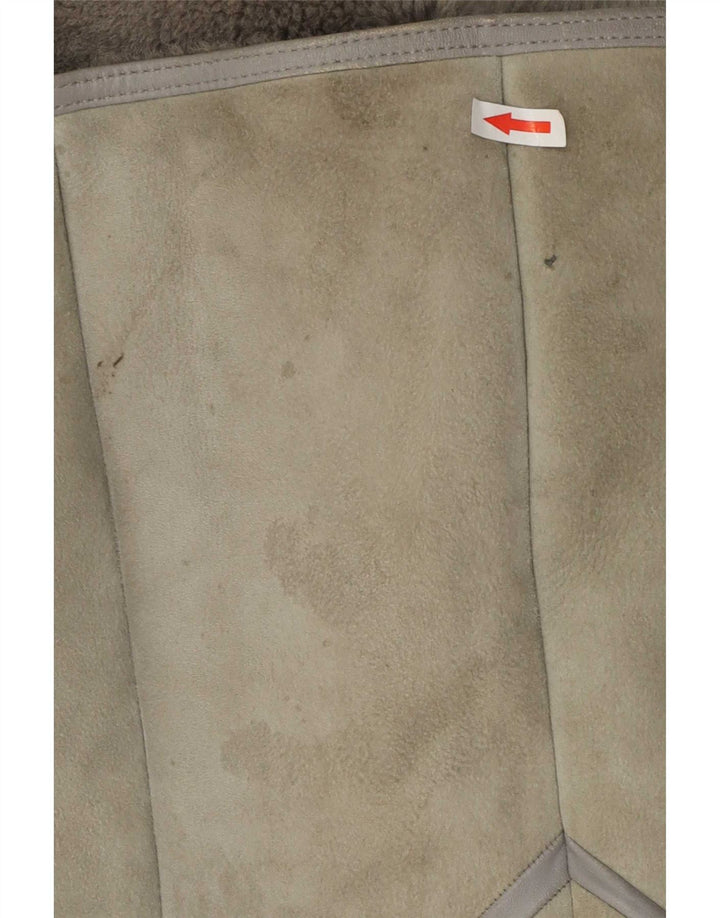 Vintage mujer shearling abrigo EU 40 piel de cordero gris medio