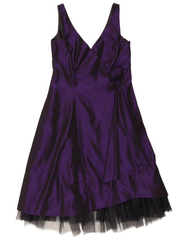 Vestido acampanado sin mangas para mujer Debut UK 42 Acetato morado mediano