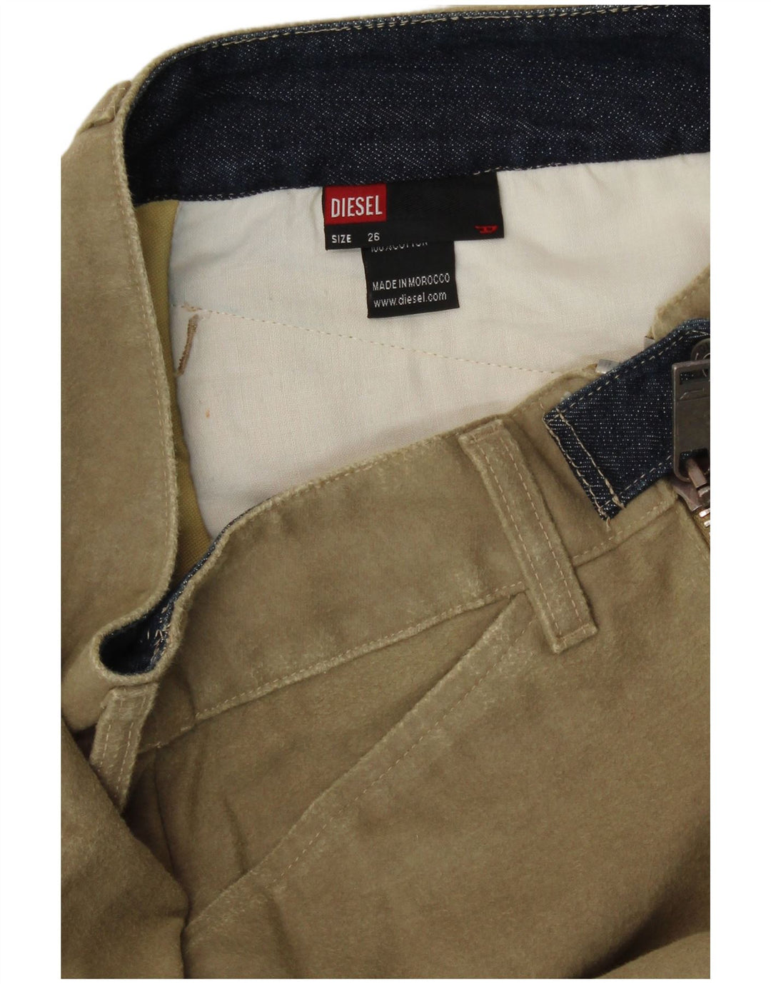 Falda Lápiz Diesel Mujer W26 Small Algodón Caqui