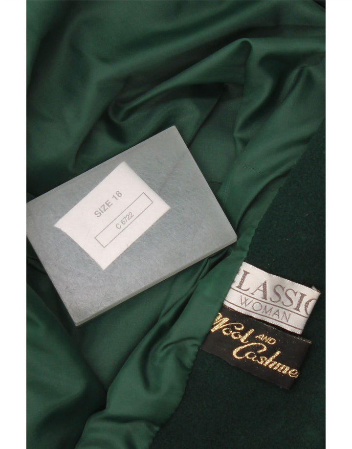 Vintage mujer doble pecho Blazer chaqueta Reino Unido 18 XL lana verde