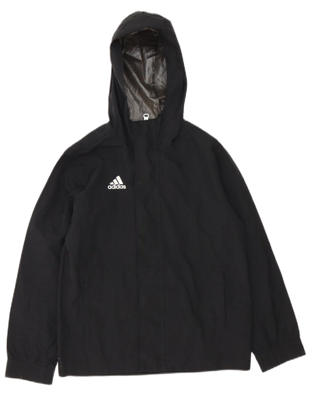 ADIDAS Chubasquero con capucha para niño 9-10 años Negro Poliéster