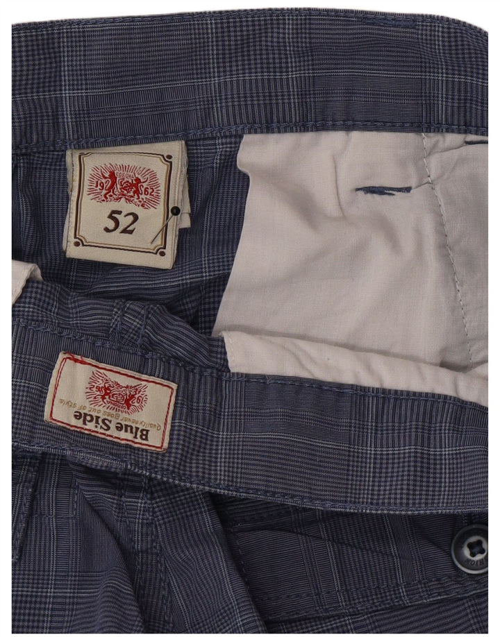Pantalones cortos cargo para hombre Blue Side IT 52 XL W36 Algodón a cuadros azules