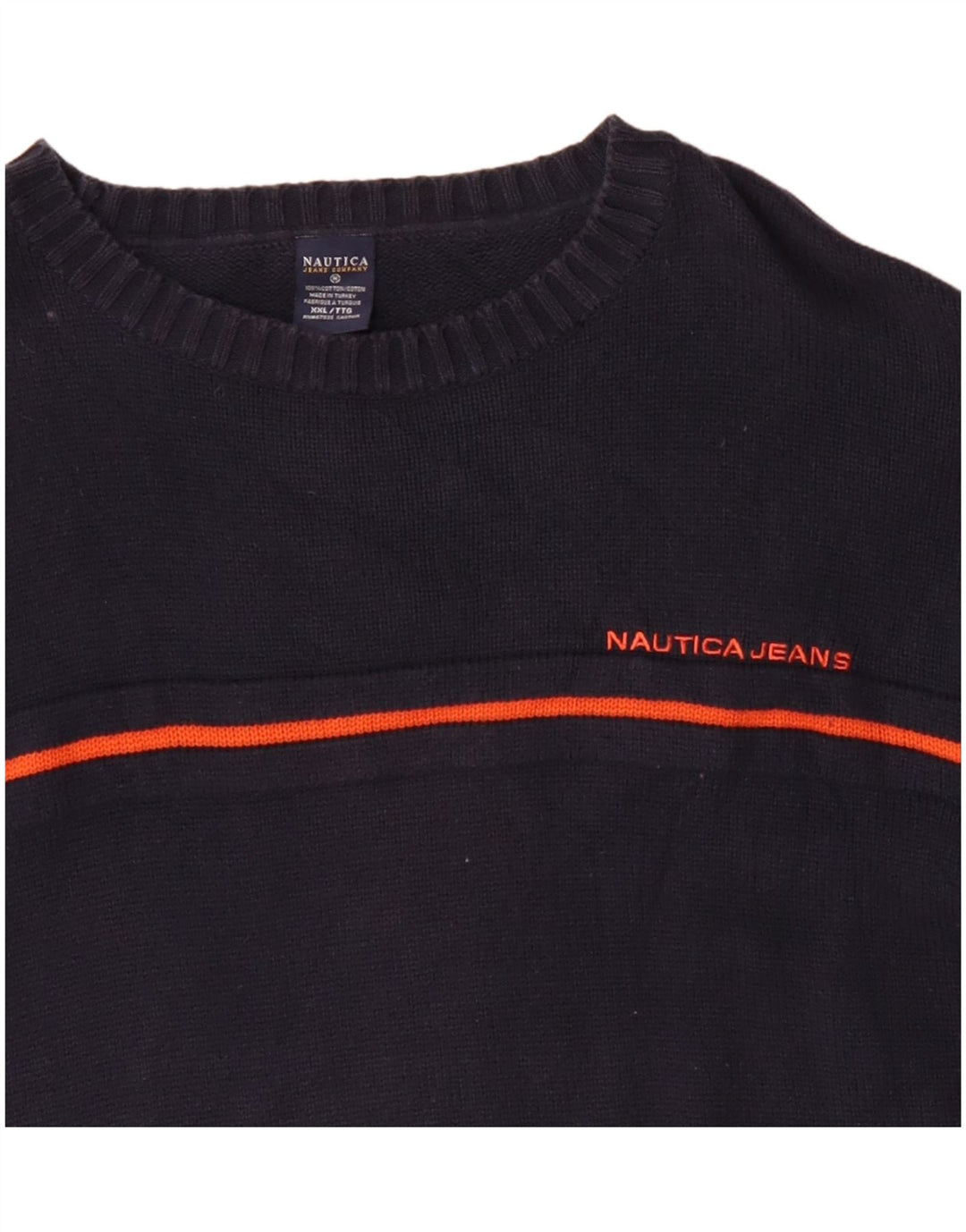 NAUTICA Jersey de cuello redondo para hombre, talla 2XL, algodón azul marino