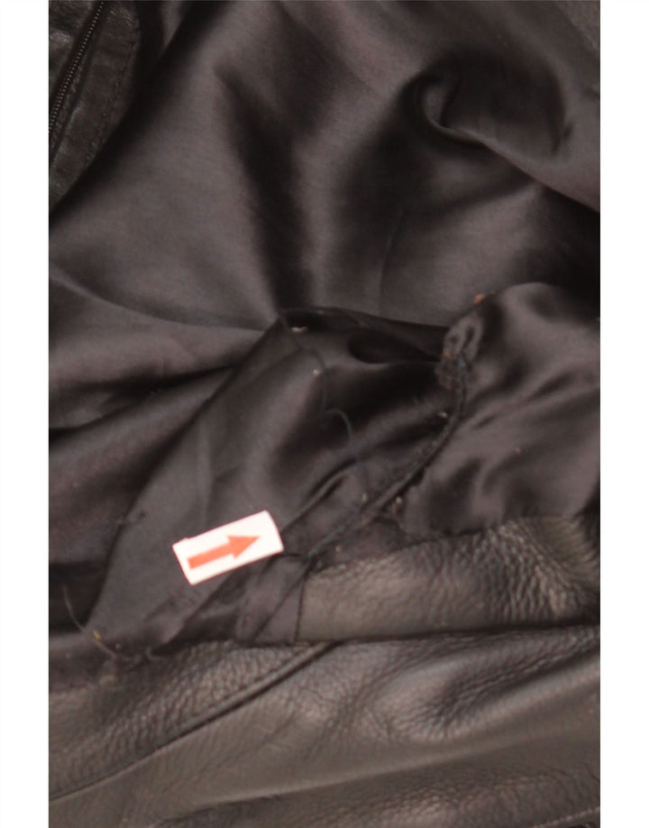 Vintage hombres biker chaqueta de cuero Reino Unido 38 cuero negro medio