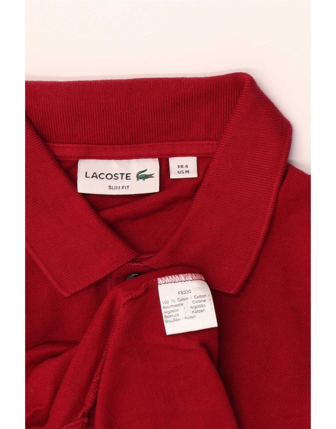 Lacoste Polo Slim Fit para hombre talla 4 mediano algodón rojo