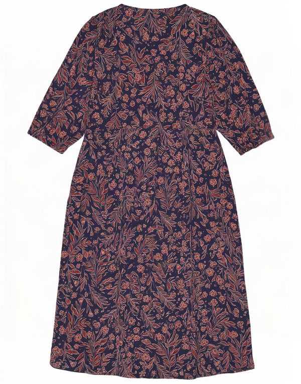 Seasalt Cornwall Vestido largo de manga 3/4 para mujer UK 46 Grande Azul marino Floral