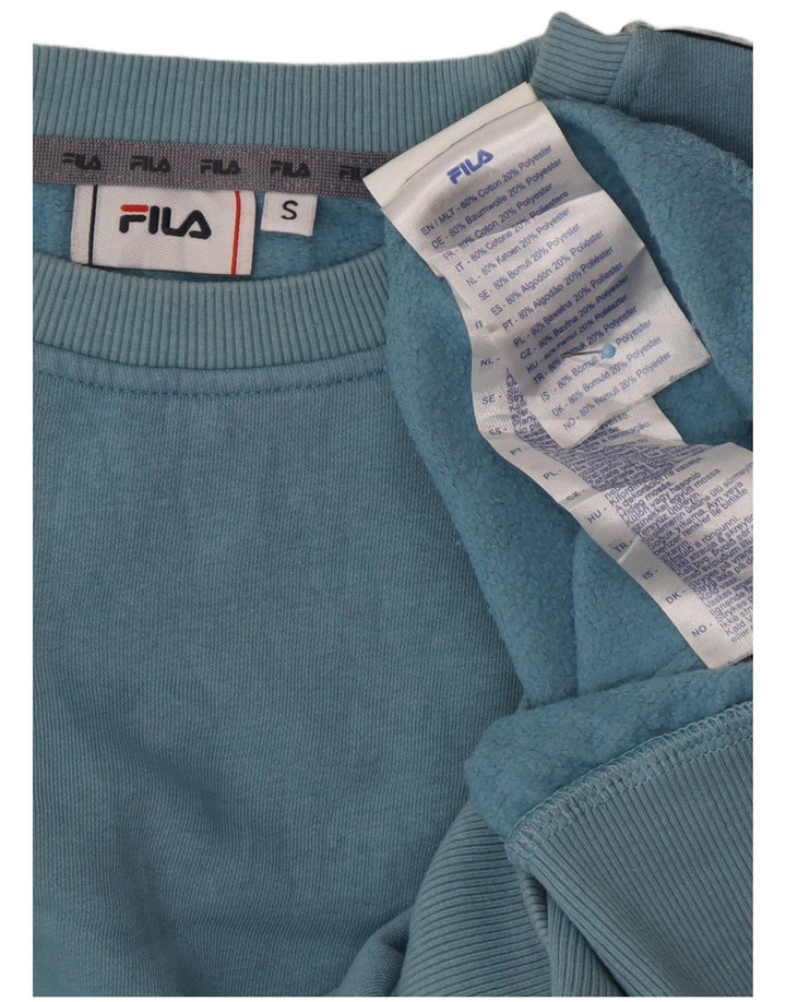 FILA Hombre Sudadera Gráfica Jersey Small Azul Colorblock Algodón