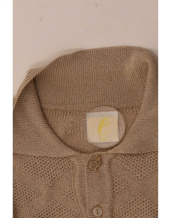 Vintage hombres polo cuello jersey suéter IT 50 medio beige