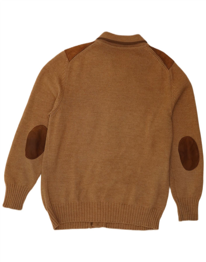 Vintage hombre Cardigan suéter IT 56 XL Marrón