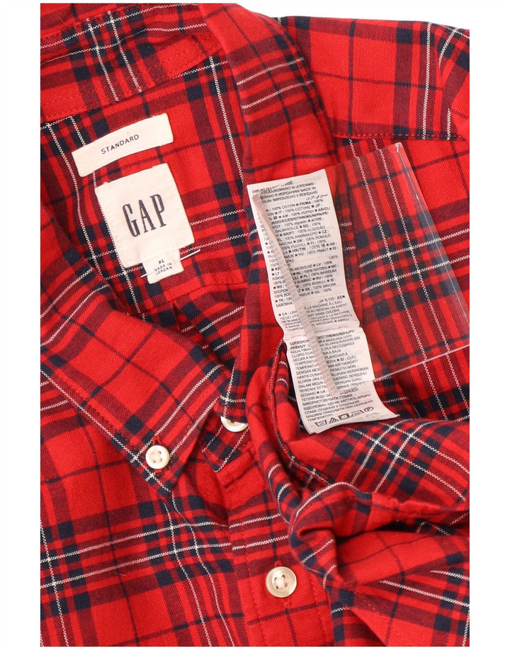 GAP Camisa de franela de ajuste estándar para hombre XL Algodón a cuadros rojos