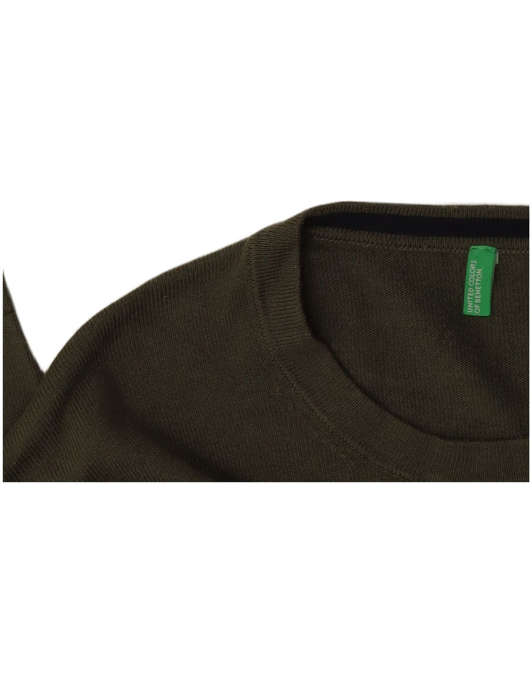 BENETTON Jersey con Cuello Redondo para Hombre Caqui Mediano