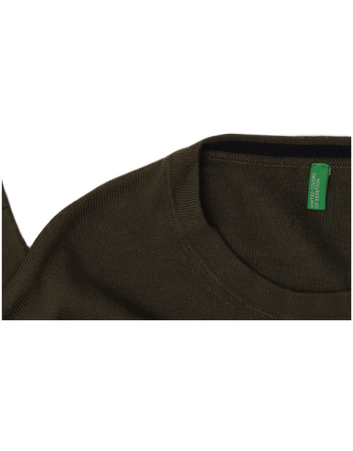 BENETTON Jersey con Cuello Redondo para Hombre Caqui Mediano