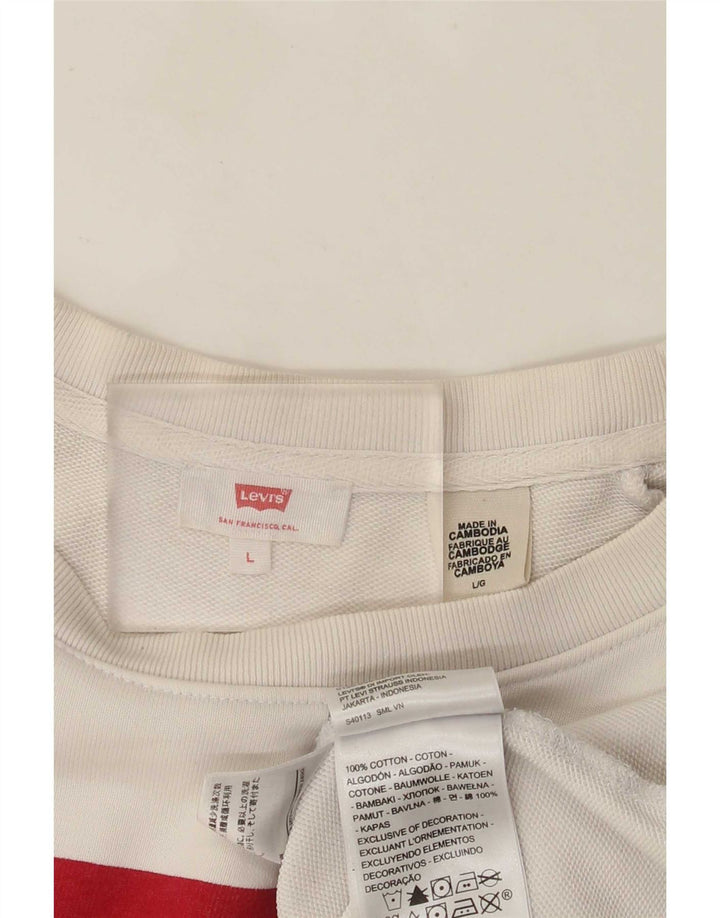Levi's Sudadera de gran tamaño con gráfico para mujer UK 46 Large White Cotton