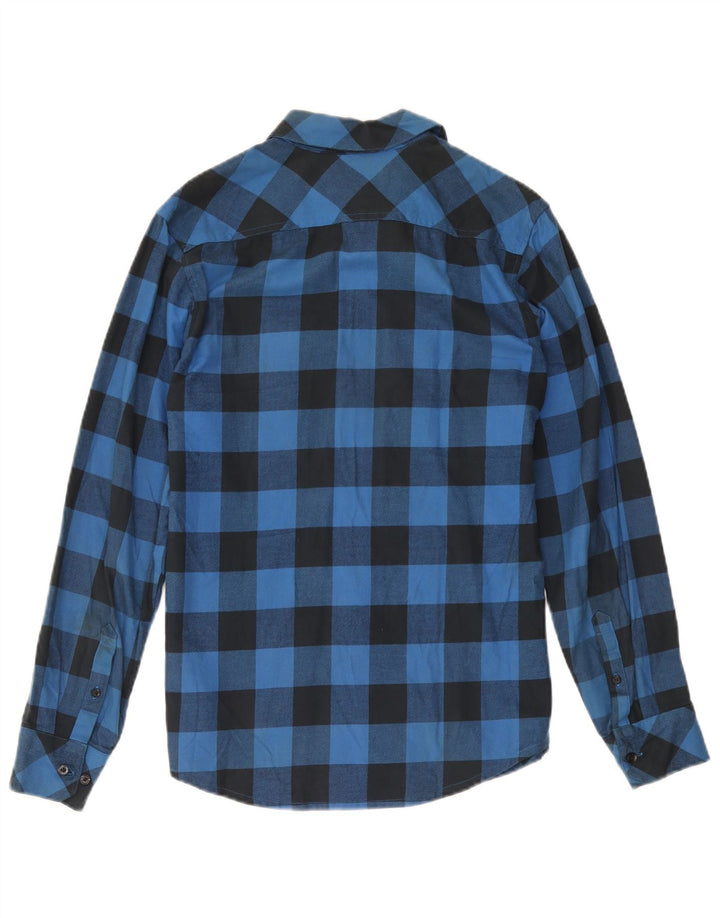 Adidas - Camisa de franela para hombre, algodón a cuadros, color azul pequeño