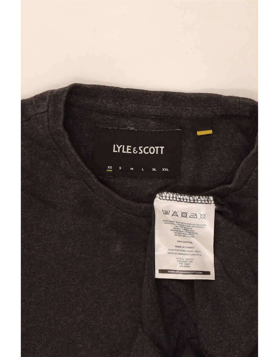 Camiseta Lyle & Scott Hombre Manga Larga XS Algodón Gris