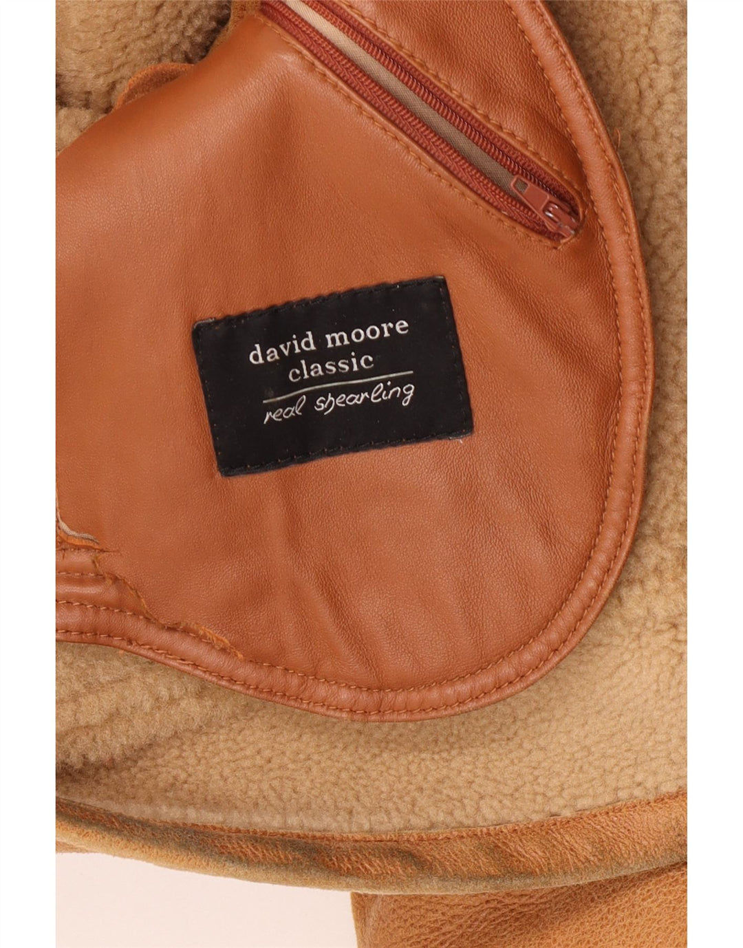 David Moore Chaqueta de piel de oveja para hombre EU 50 Grande Piel de oveja marrón