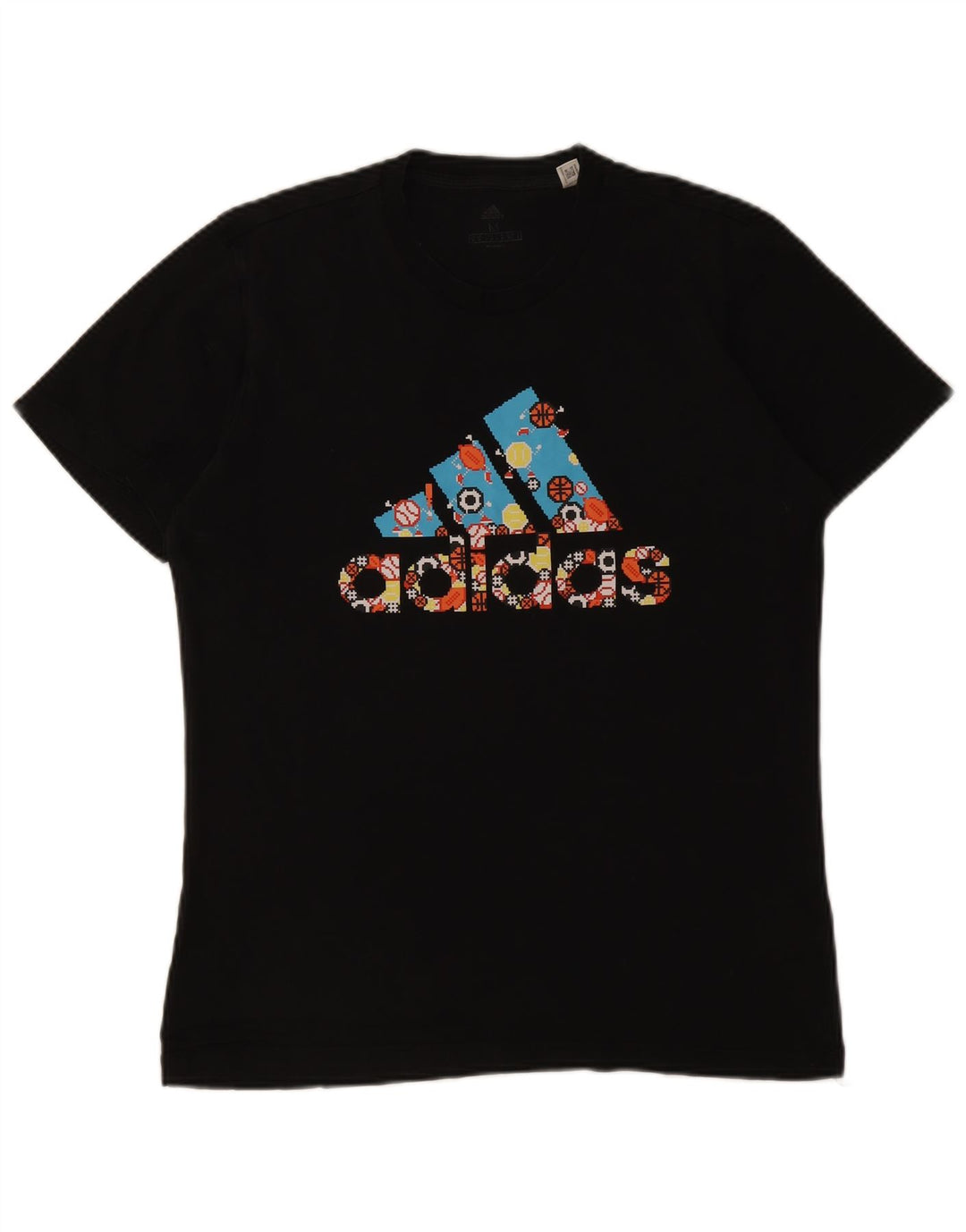 ADIDAS Mens Graphic T-Shirt Top Medium Black Cotton