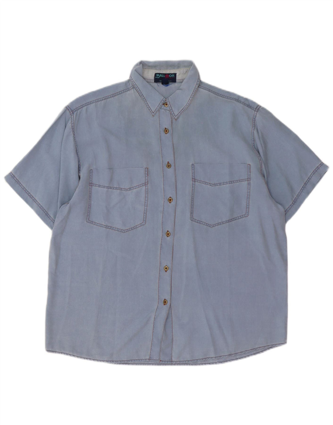 Camisa extragrande de manga corta para mujer Ball On IT 38 XS Seda azul