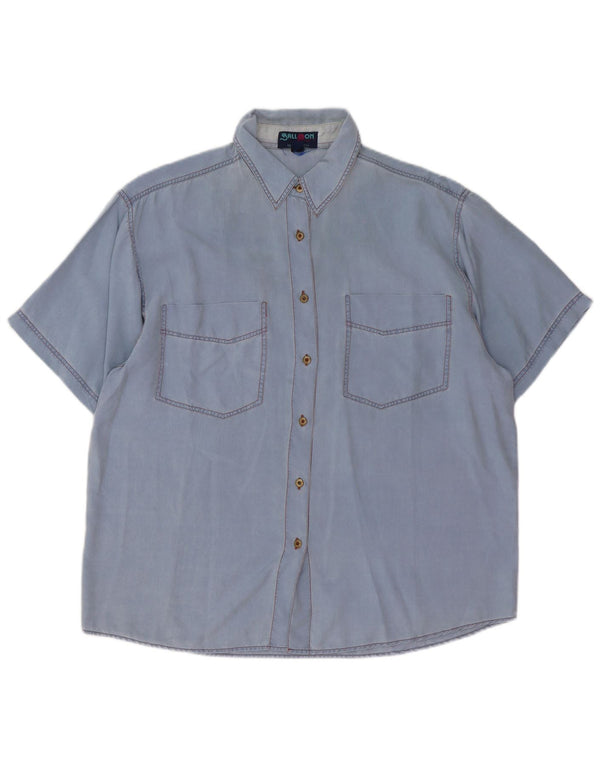 Camisa extragrande de manga corta para mujer Ball On IT 38 XS Seda azul