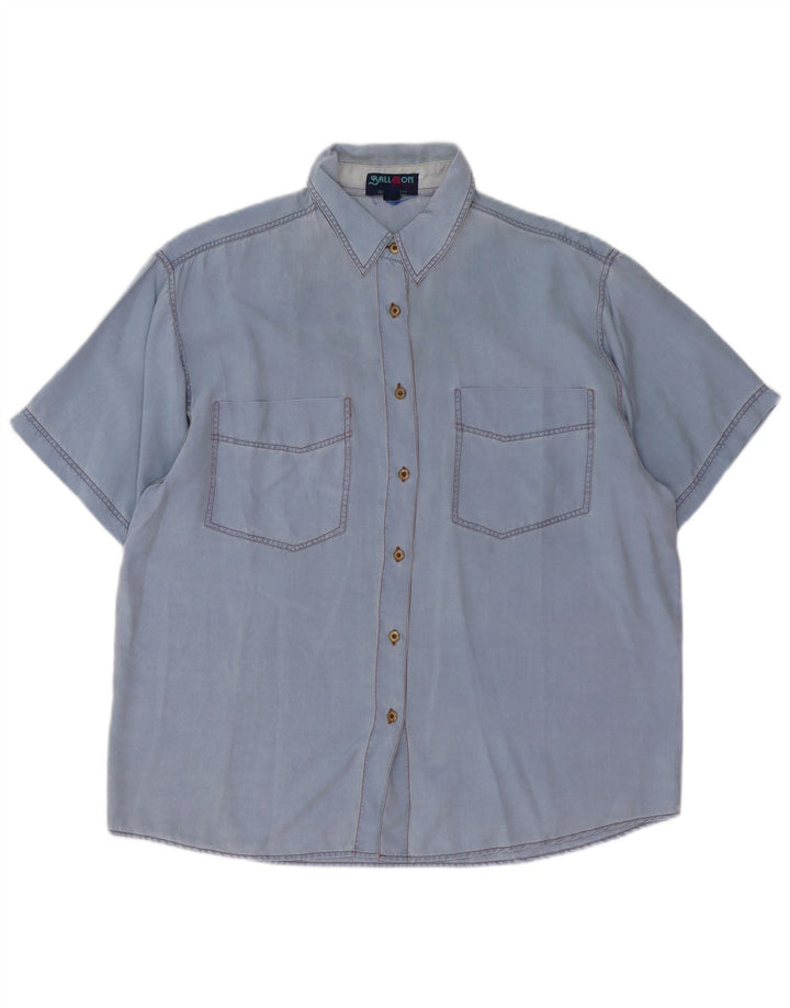 Camisa extragrande de manga corta para mujer Ball On IT 38 XS Seda azul