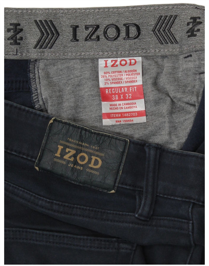Izod Pantalones casuales de corte regular para hombre W38 L29 Azul marino