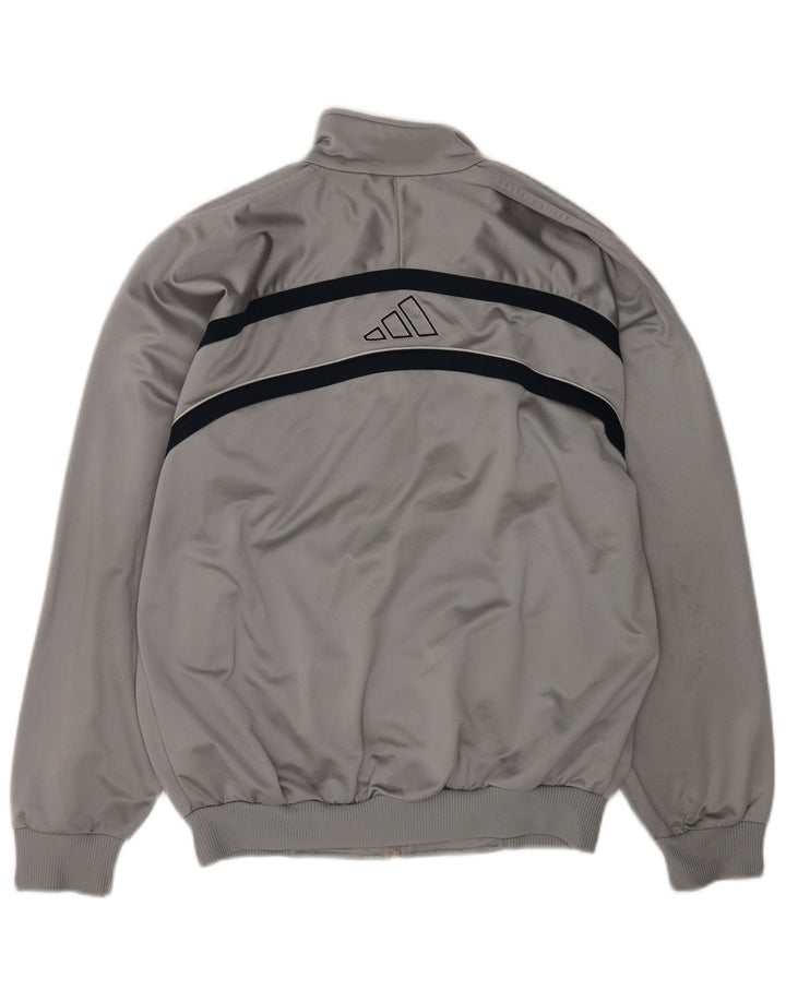 Adidas Hombre Gráfico Chándal Top Chaqueta Grande Gris Colorblock Poliéster