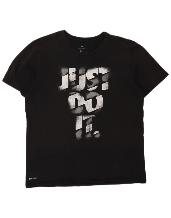 NIKE Camiseta gráfica Dri Fit para hombre, talla grande, algodón negro