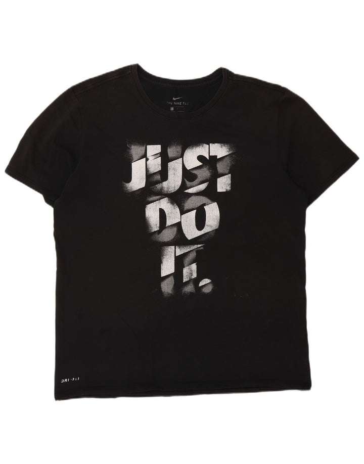 NIKE Camiseta gráfica Dri Fit para hombre, talla grande, algodón negro