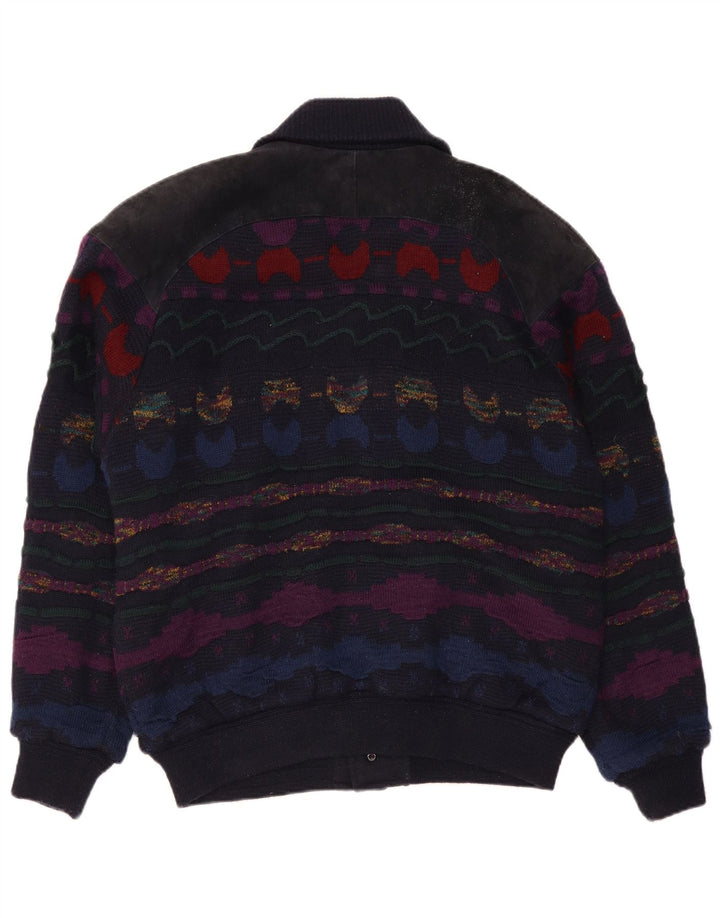 C&A Suéter tipo cárdigan para hombre IT 48/50 Acrílico a rayas azul marino mediano