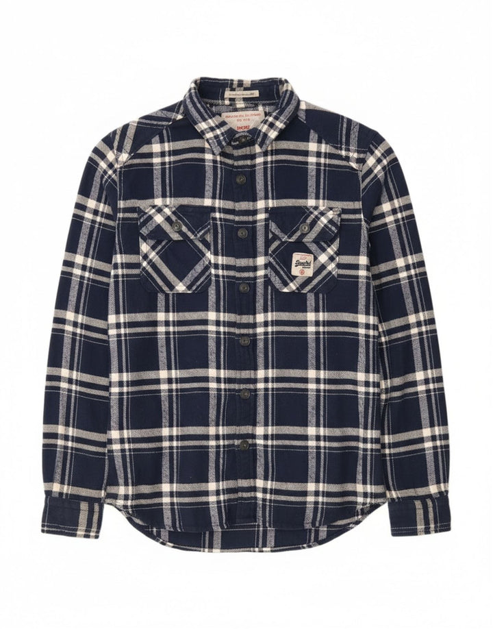 Superdry Camisa De Franela De Algodón A Cuadros Azul Marino Grande