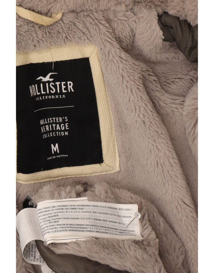 Hollister Chaqueta Parka Sherpa Con Capucha Para Mujer UK 44 Poliéster Gris Medio