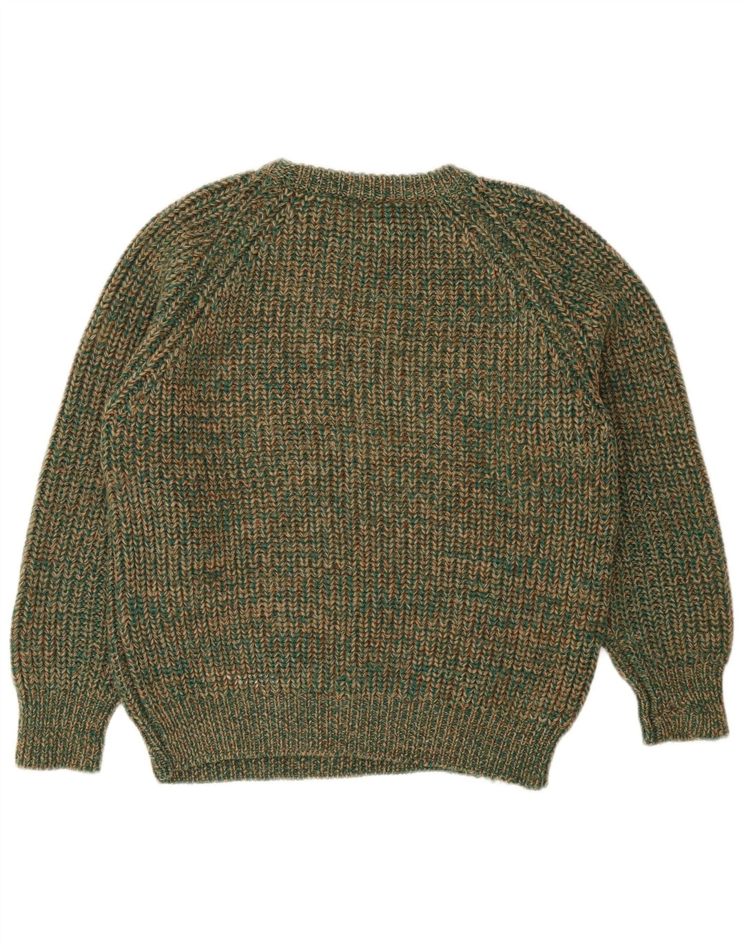 Vintage mujer cuello redondo jersey suéter IT 42 lana moteada verde medio