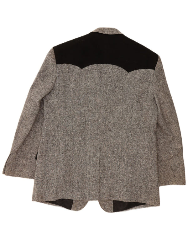 STOCKERPOINT Chaqueta tipo blazer de 2 botones para hombre UK 44 2XL Lana gris con bloques de color