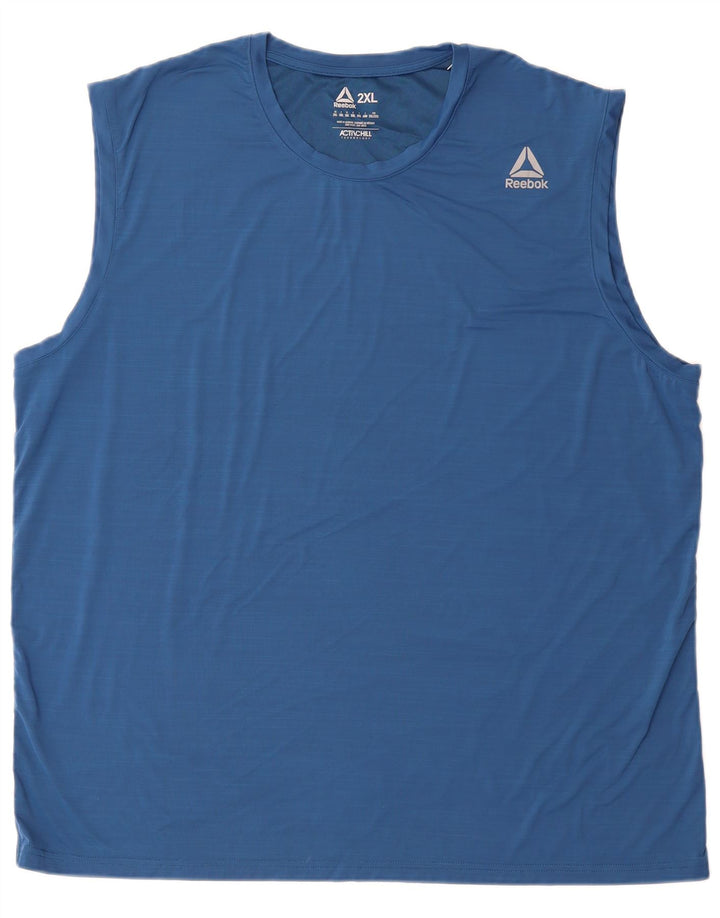 REEBOK Mens Vest Top 2XL Blue Polyamide
